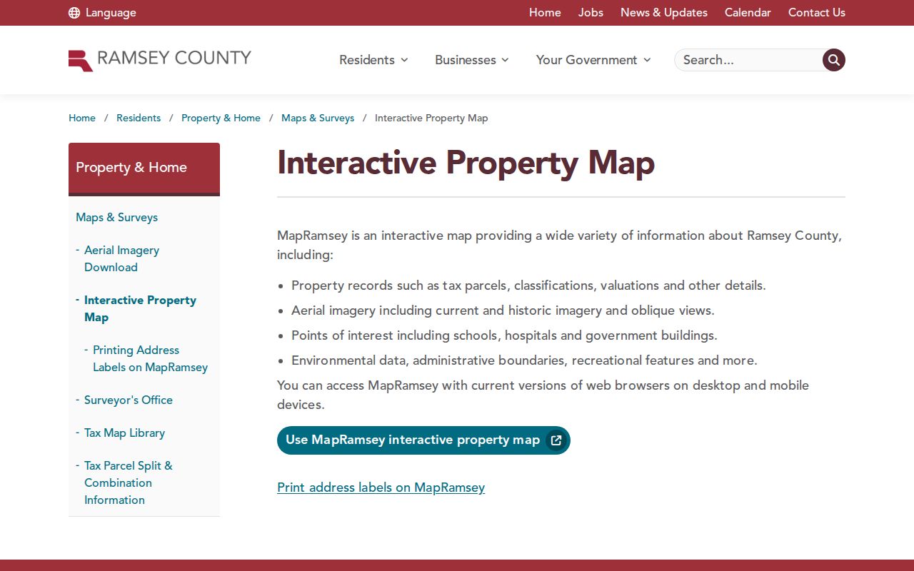 Ramsey County residents directory MapRamsey parcel viewer