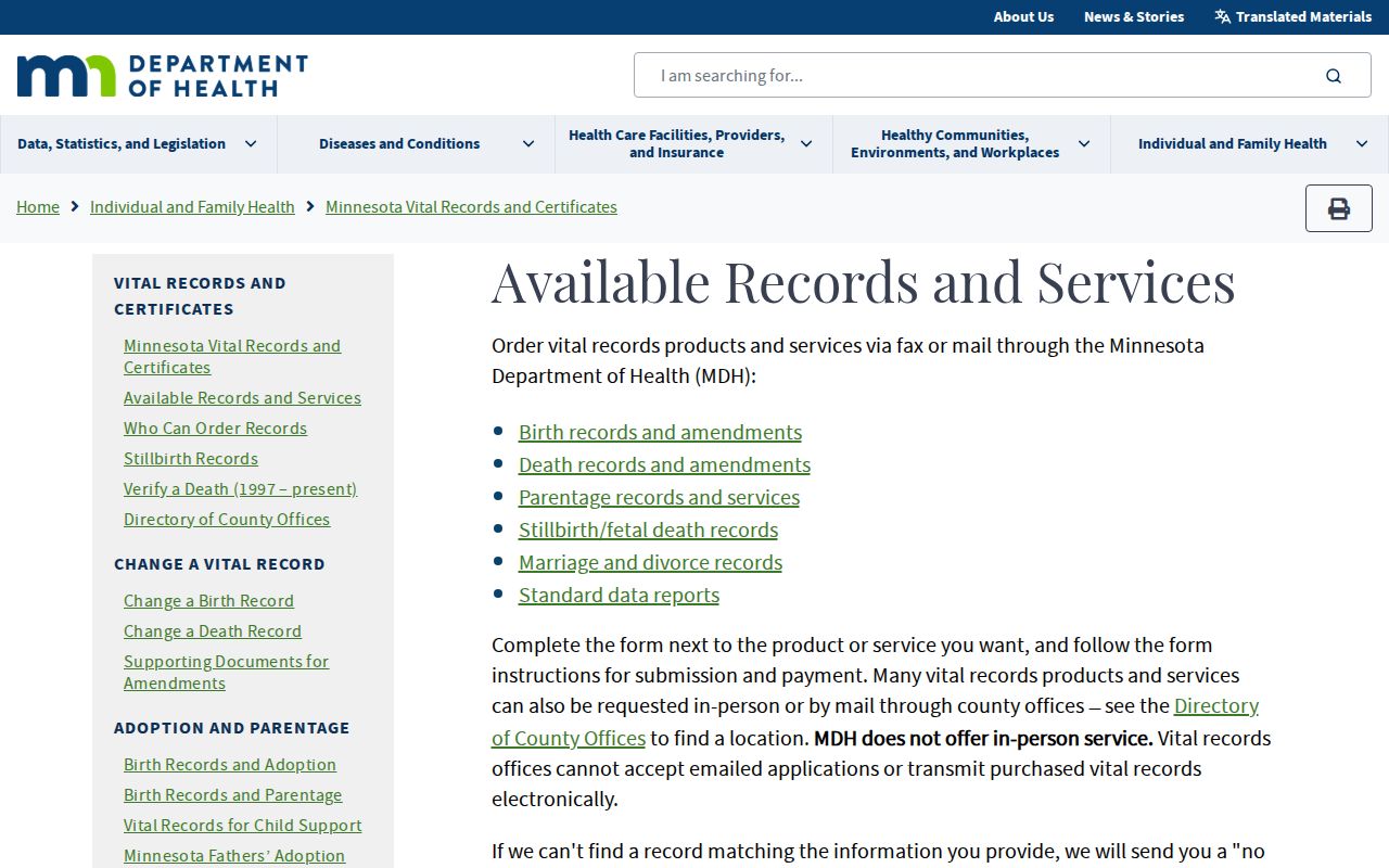Ramsey County residents directory Minnesota vital records applications