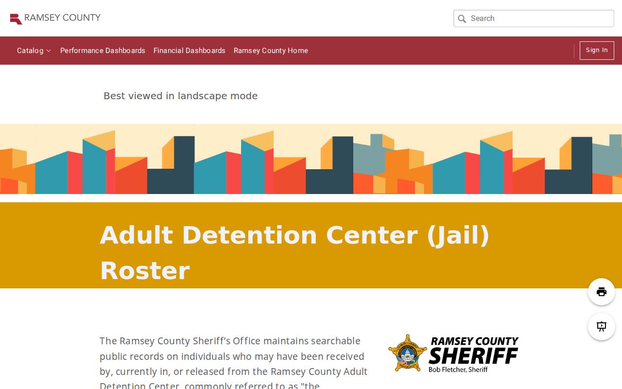 Ramsey County Adult Detention Center roster showing its public, time-limited record context