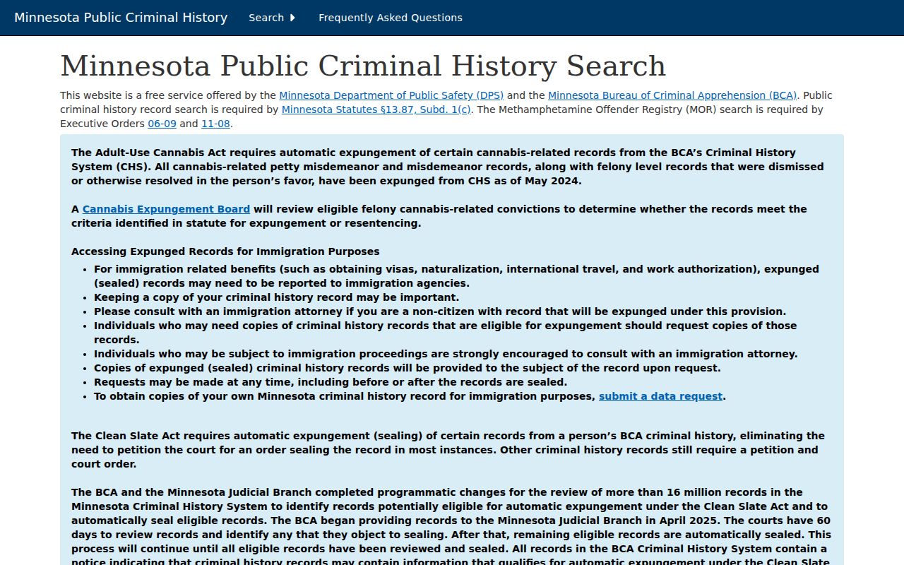 Minnesota public criminal history search used as a separate Ramsey County verification channel