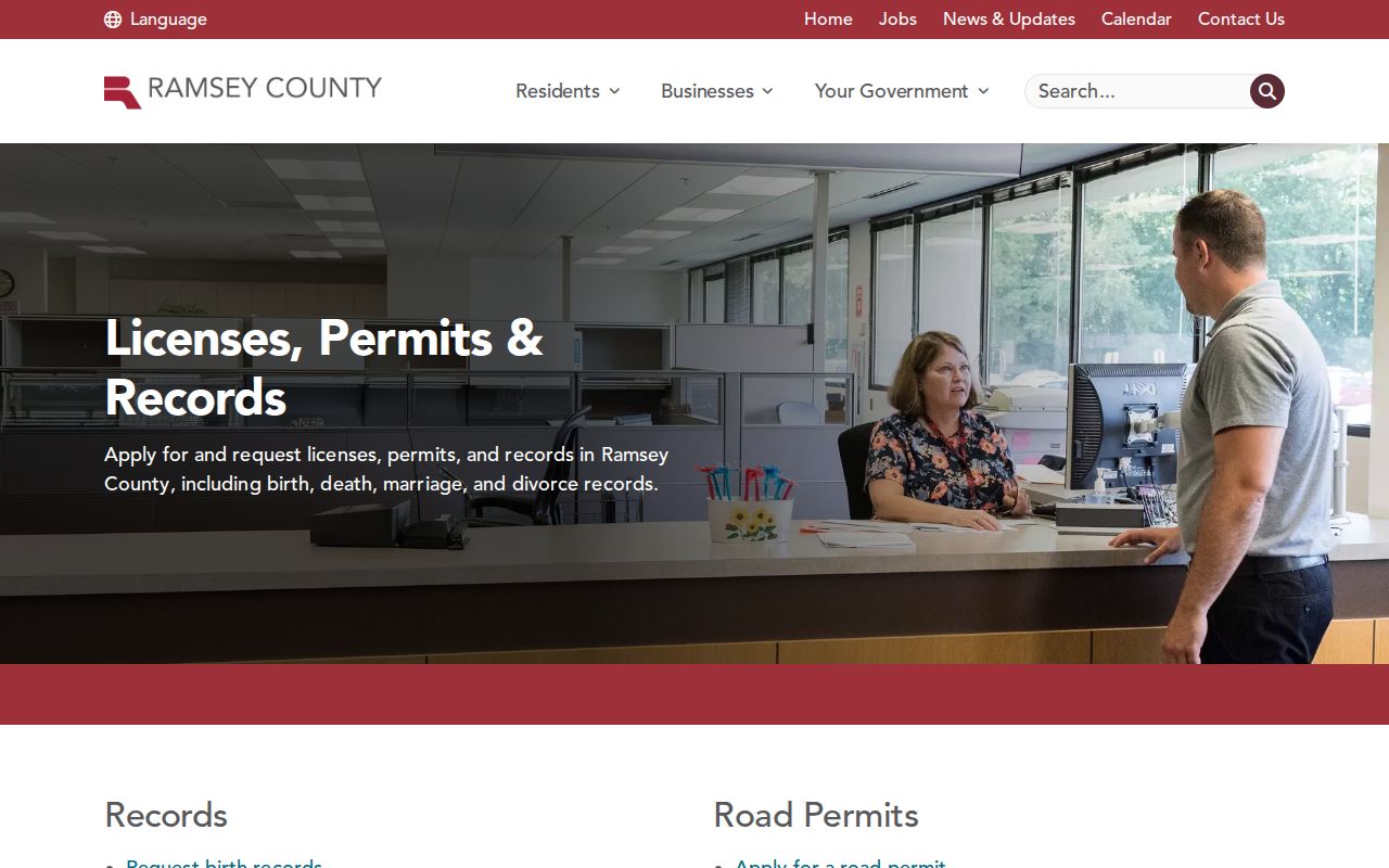 Ramsey County street directory permits and records hub