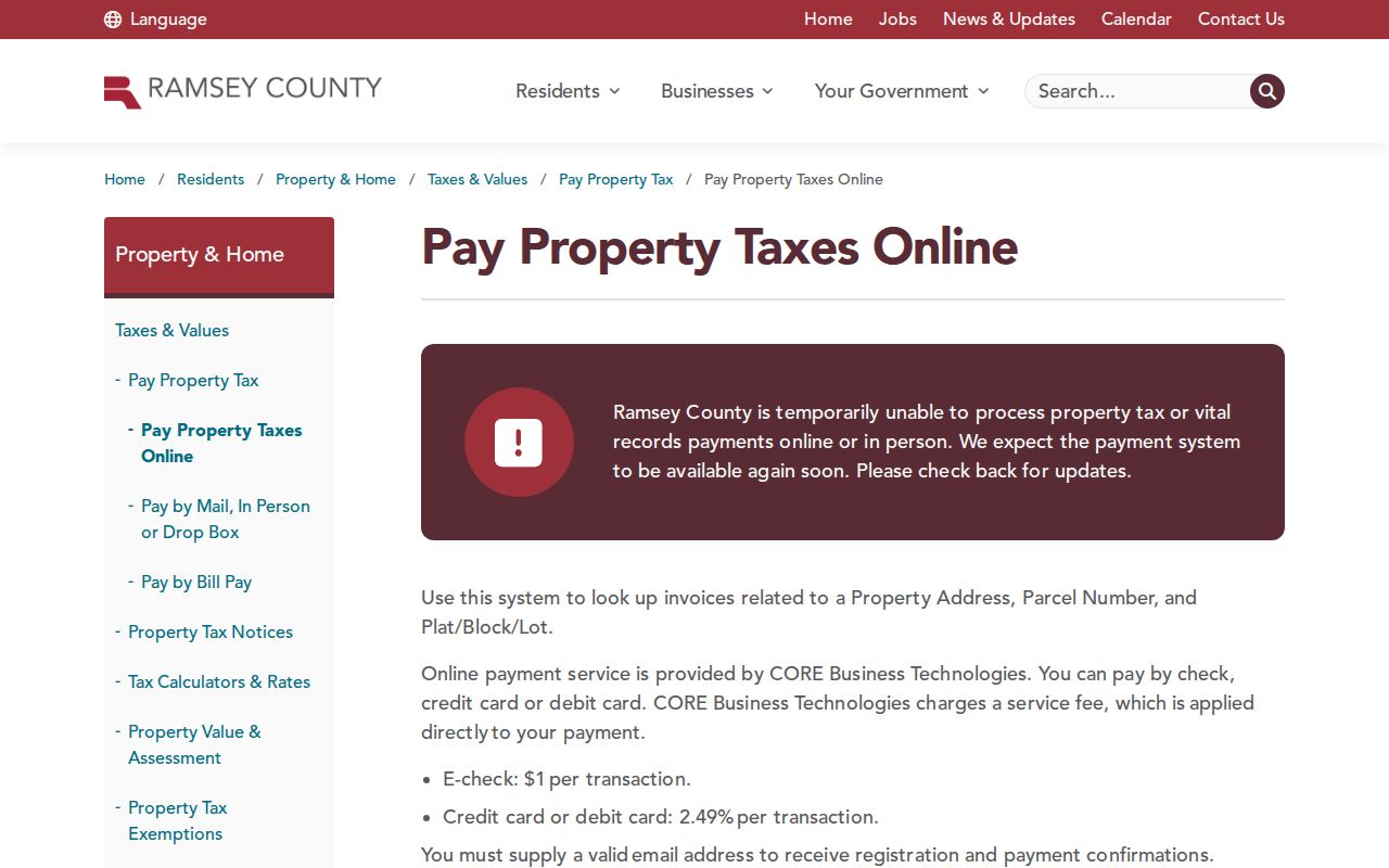 Ramsey County street directory property lookup instructions