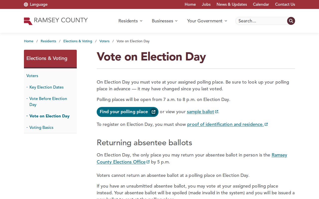 Ramsey County ZIP code directory election day information